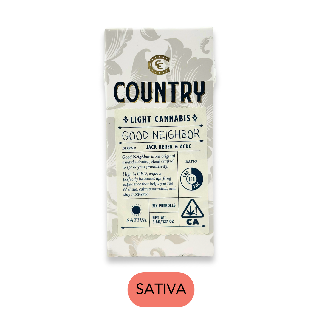 Photograph of product: Country Oui'd - Good Neighbor 1:1 - Preroll Pack - 6pk - 3.6g