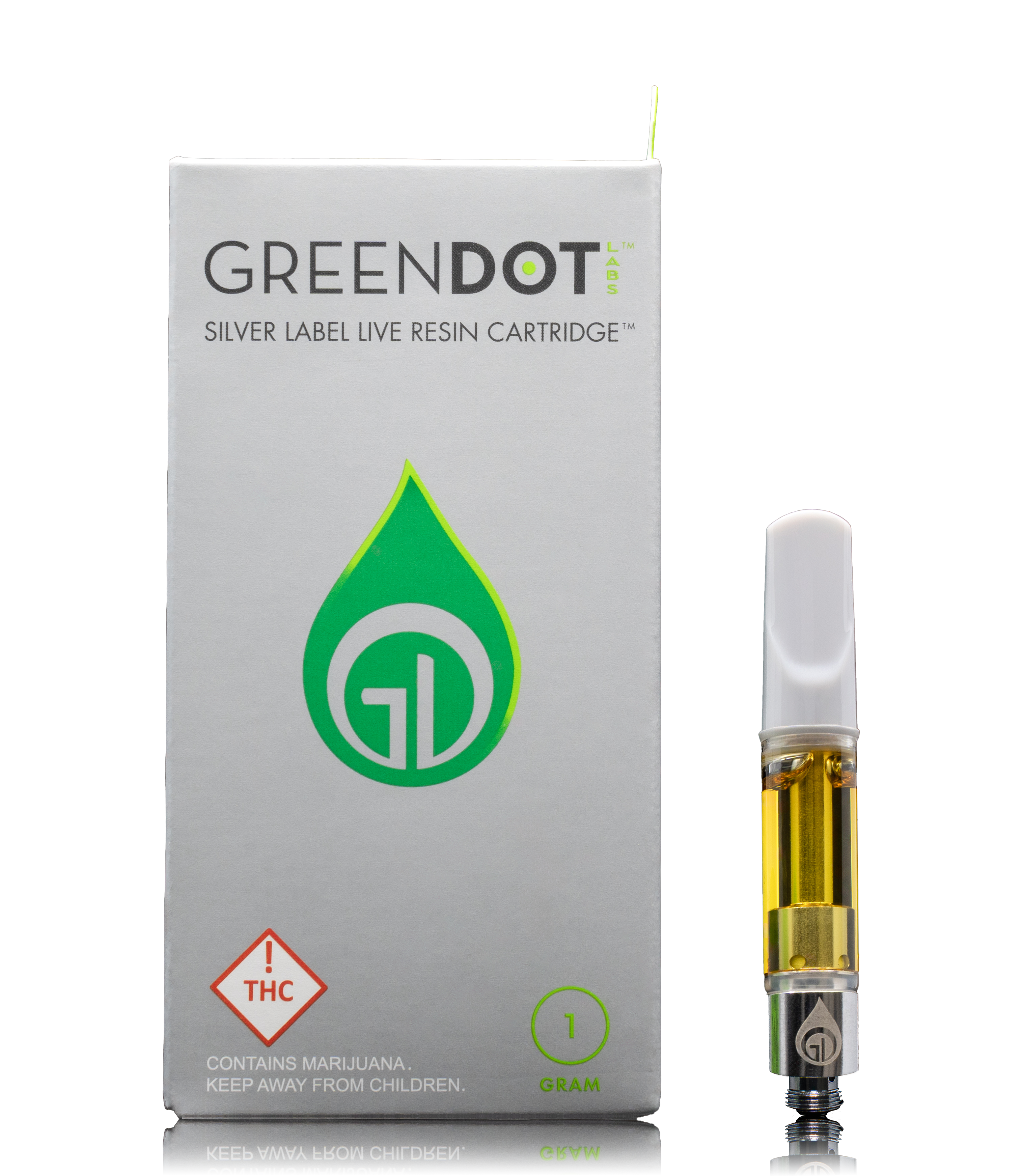 Photograph of product: Green Dot Labs Silver Label 1g Cartridge