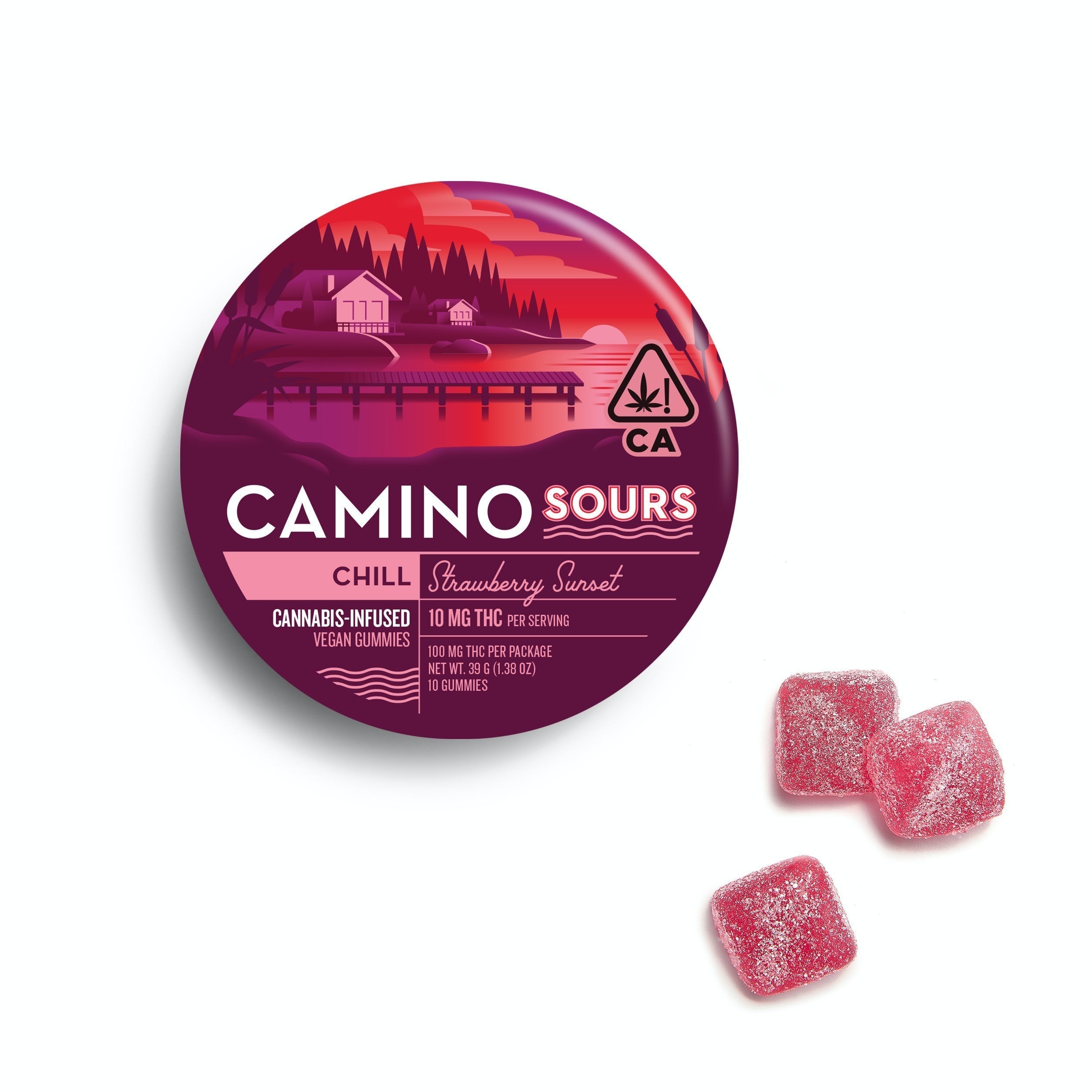 Photograph of product: Camino Gummies - Sour - Strawberry Sunset (Chill) (100mg)