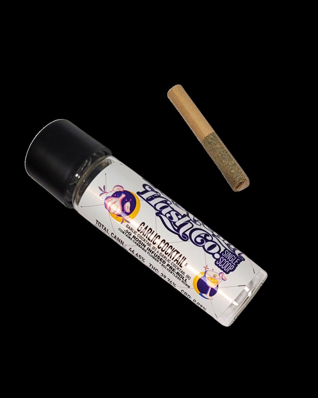 Photograph of product: 0.5G GARLIC COCKTAIL SQUARED ROSIN INFUSED PRE-ROLL