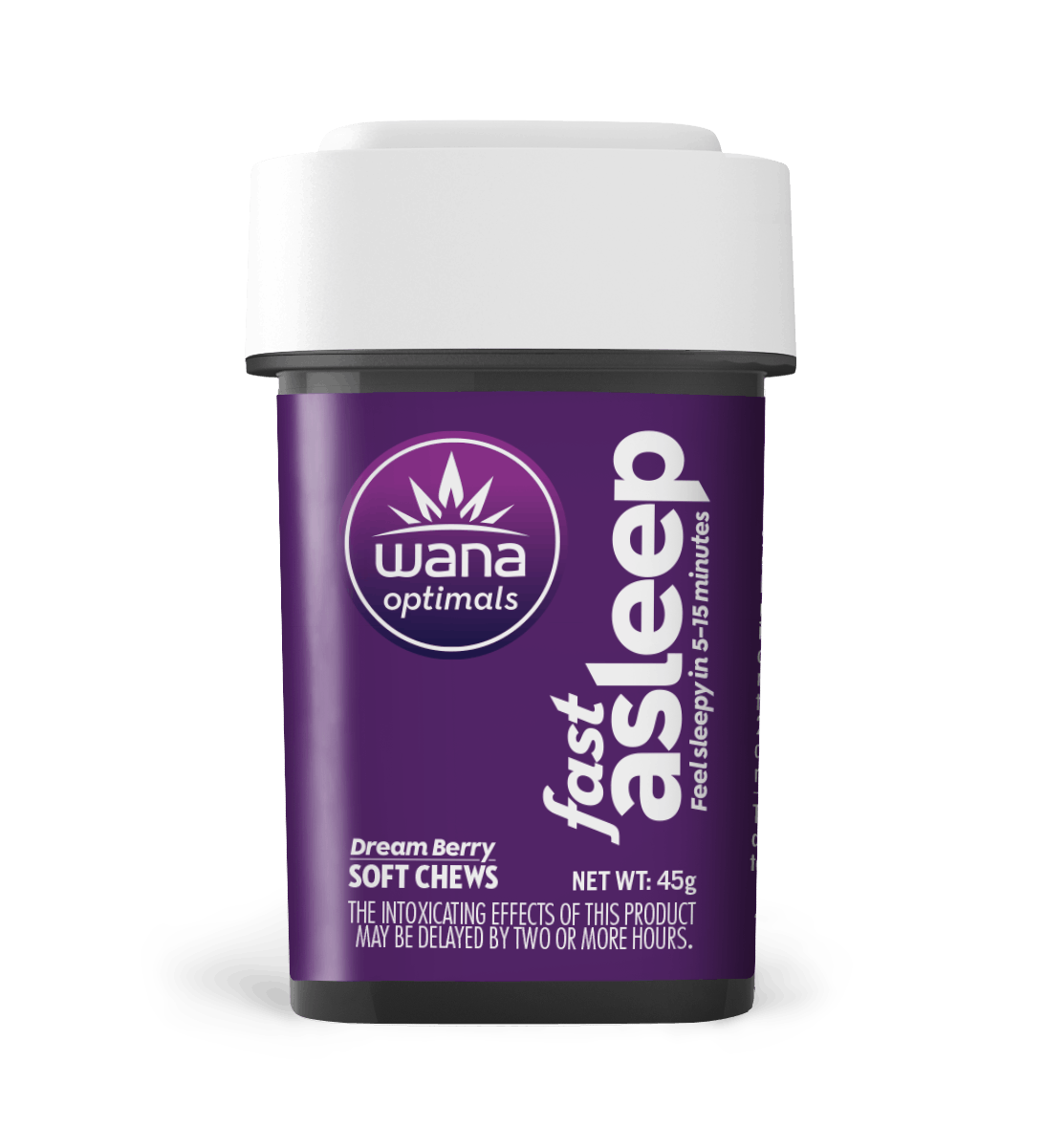 Photograph of product: 1:5:5:5 Fast Asleep Dream Berry 100mgCBD:20mgTHC:20mgCBN:20mgCBG Gummies by Wana