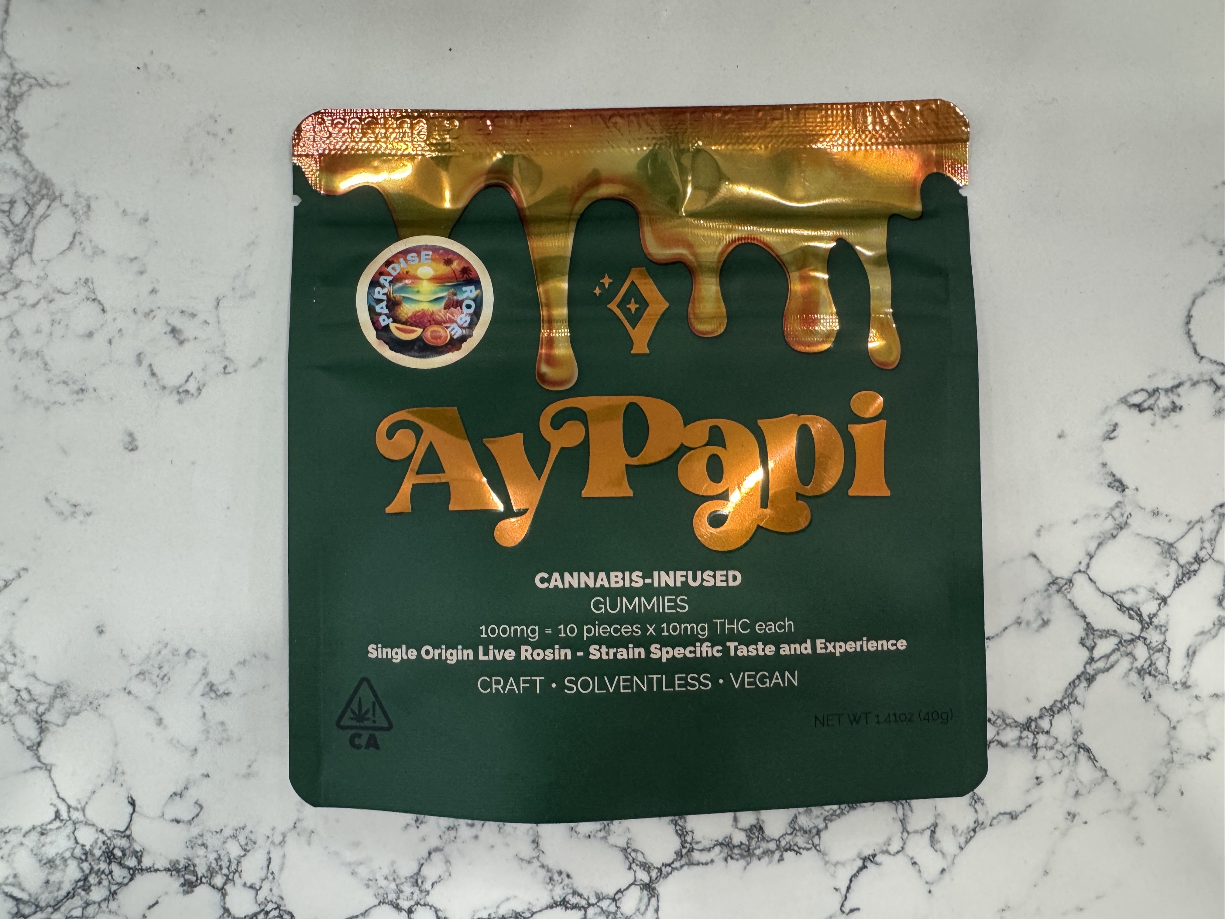 Photograph of product: Ay Papi Edibles Paradise Rose 100MG