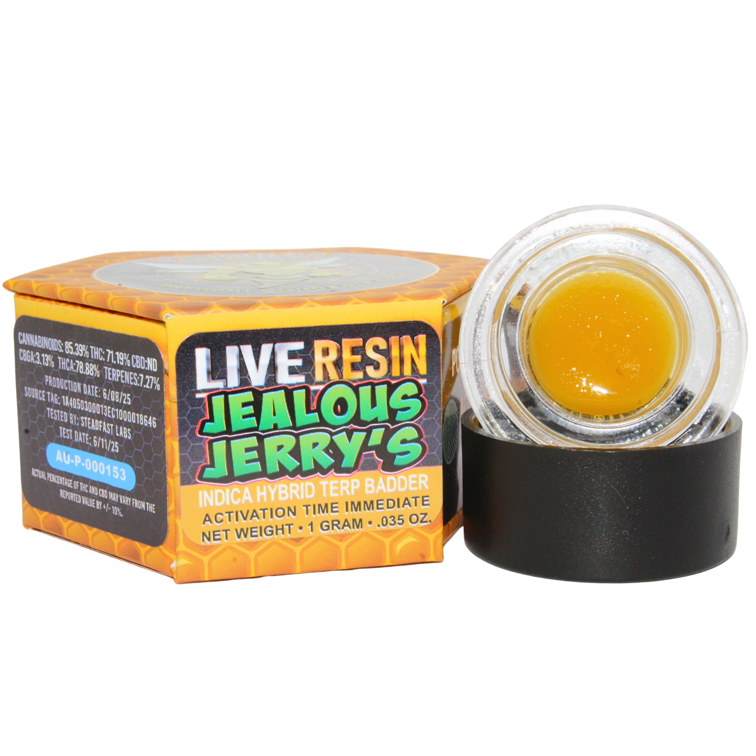 Photograph of product: CANNABEE EXTRACTS JEALOUS JERRY'S LR TERP BADDER SAUCE REC