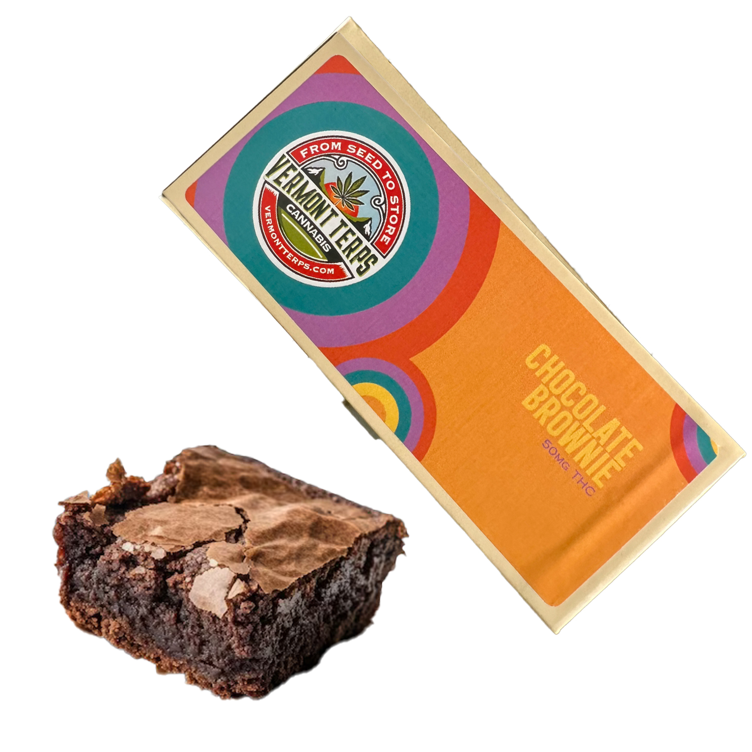 Photograph of product: Chocolate Brownies | 50mg TH-oui | Vermont Terps Oui'd