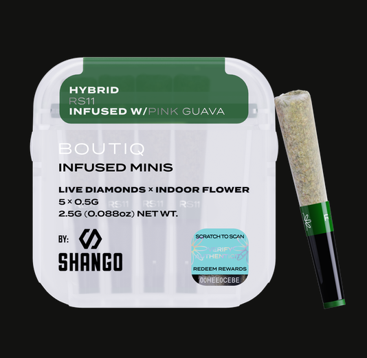 Photograph of product: Boutiq - Live Diamonds Infused Mini Prerolls 5pk - RS11 (H) X Pink Guava (H) (2.5g)