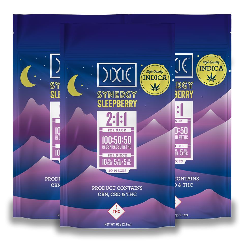 Photograph of product: Dixie 50mg TH-oui Gummies 2:1:1 CBN/CBD/TH-oui- Synergy Sleepberry