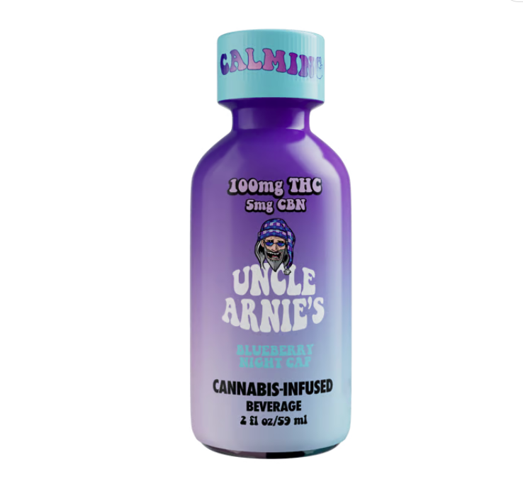 Photograph of product: Uncle Arnie's 200mg Syrup - Blueberry Nightcap 50mg CBN 200mgTH-oui
