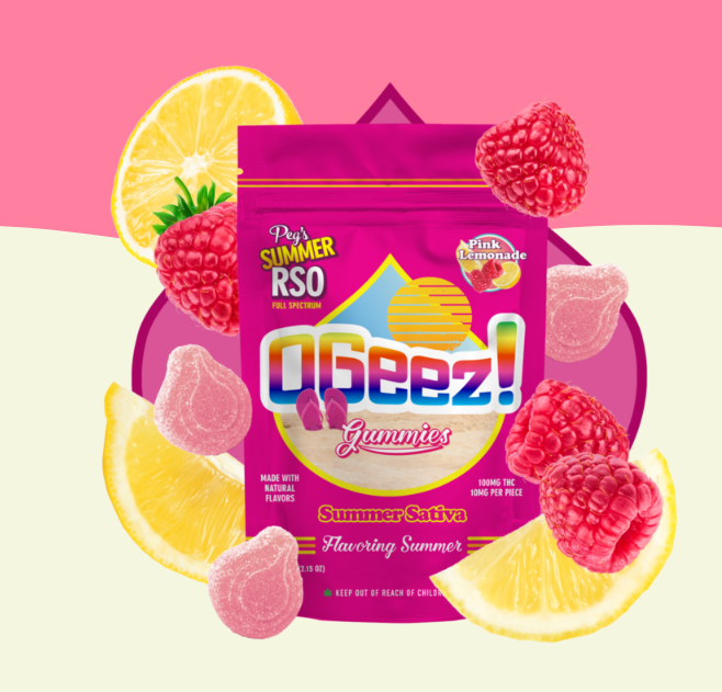 Photograph of product: Peg's RSO Full Spectrum Pink Lemonade Gummies 100mg (10mg ea | 10-Pack)