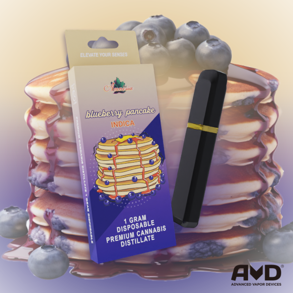 Photograph of product: Amnesia | Blueberry Pancake | 1G Disposable Cart