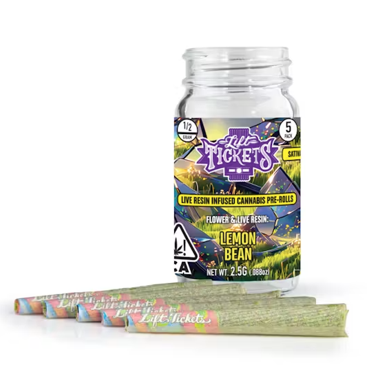 Photograph of product: Preroll 5pk (Live Resin Infused) - Lemon Bean