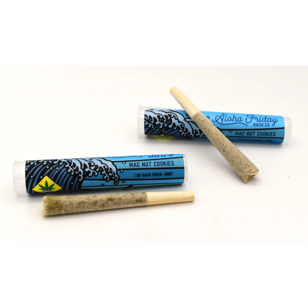 Photograph of product: Aloha Friday - Macademia Nut Cookies - Rosin Infused Pre-roll - 1g