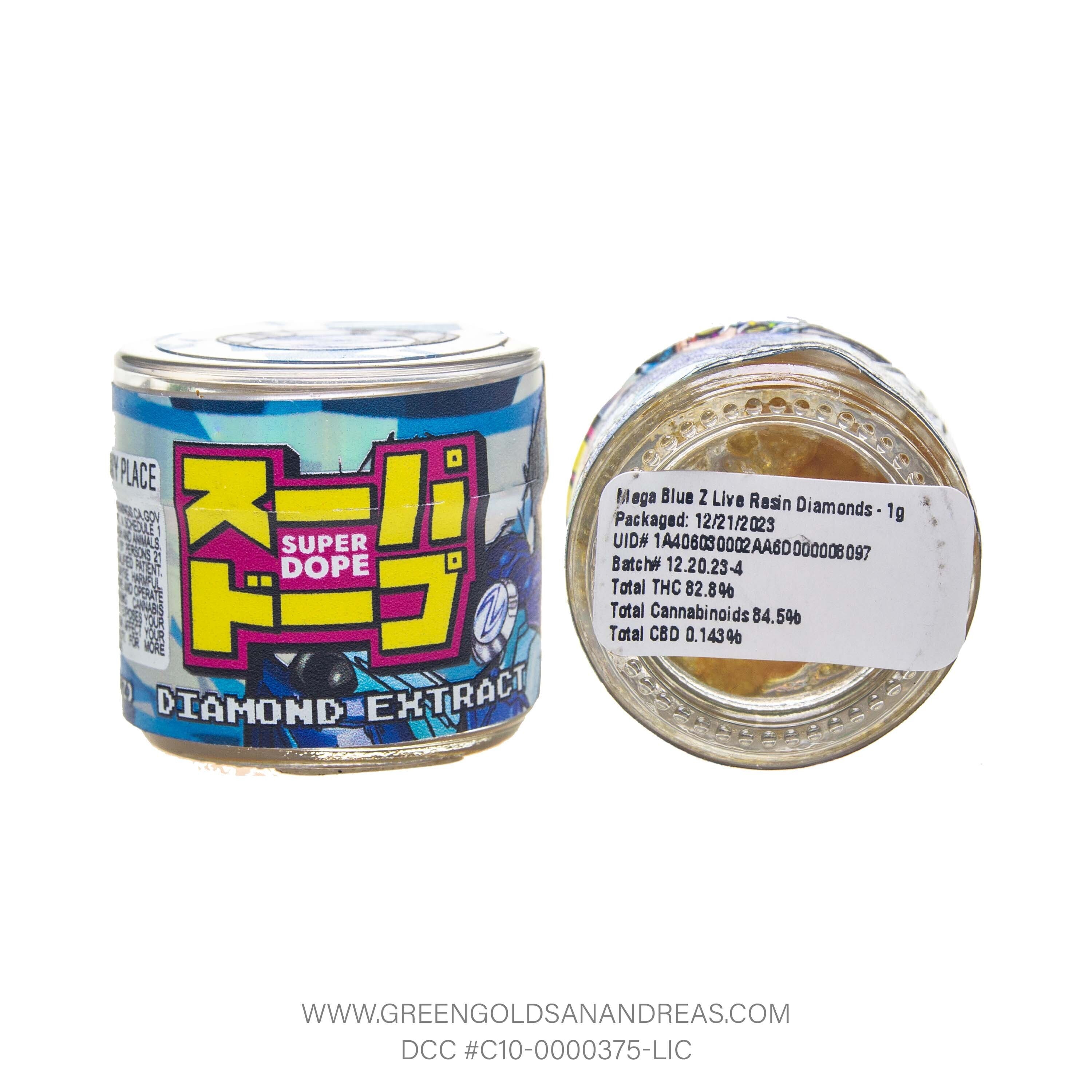 Photograph of product: Super Dope | Mega Blue Z Live Resin Diamonds (1g)