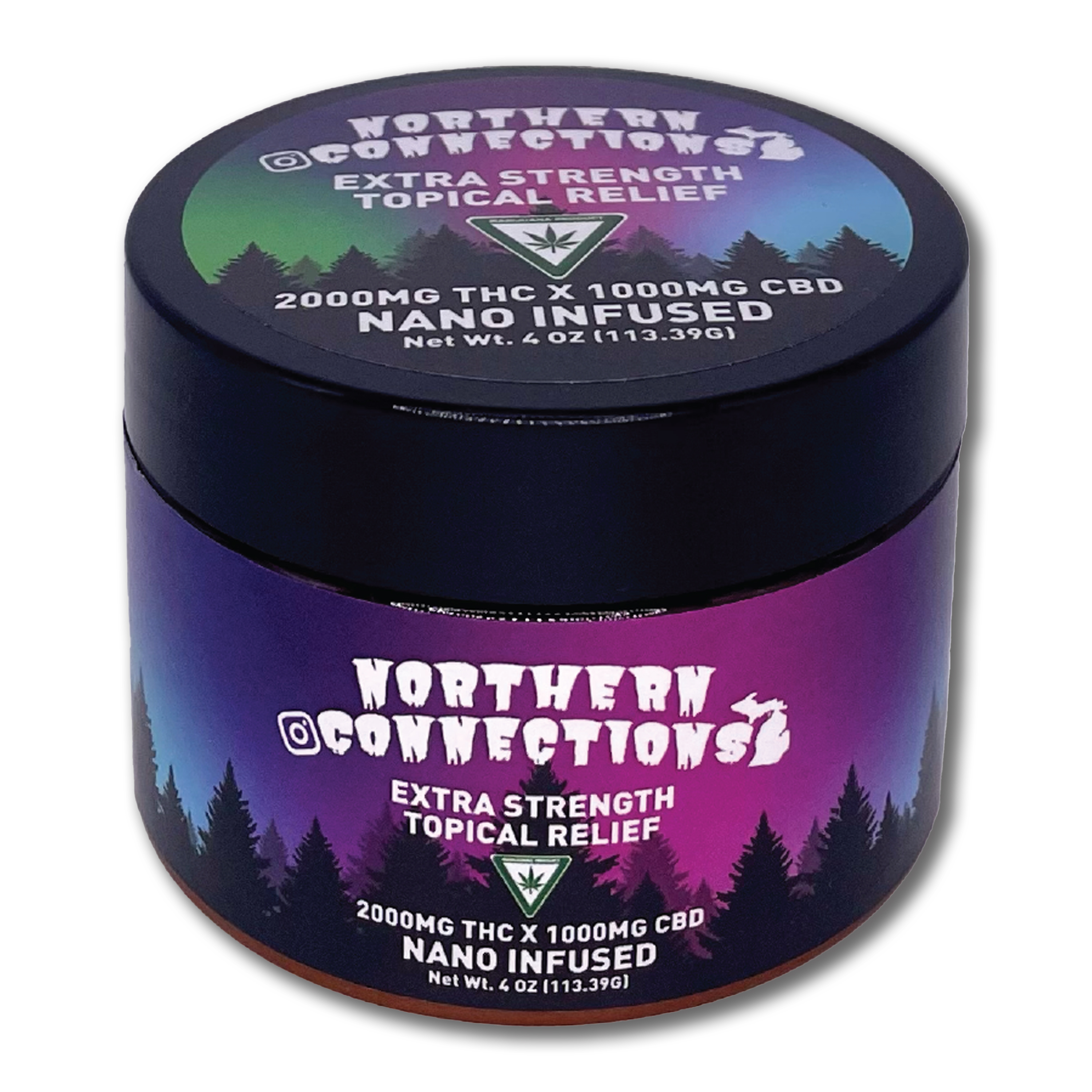 Photograph of product: Northern Connections - Topical Relief Extra Strength 2:1 (2000mgTH-oui x 1000mgCBD) - 4oz