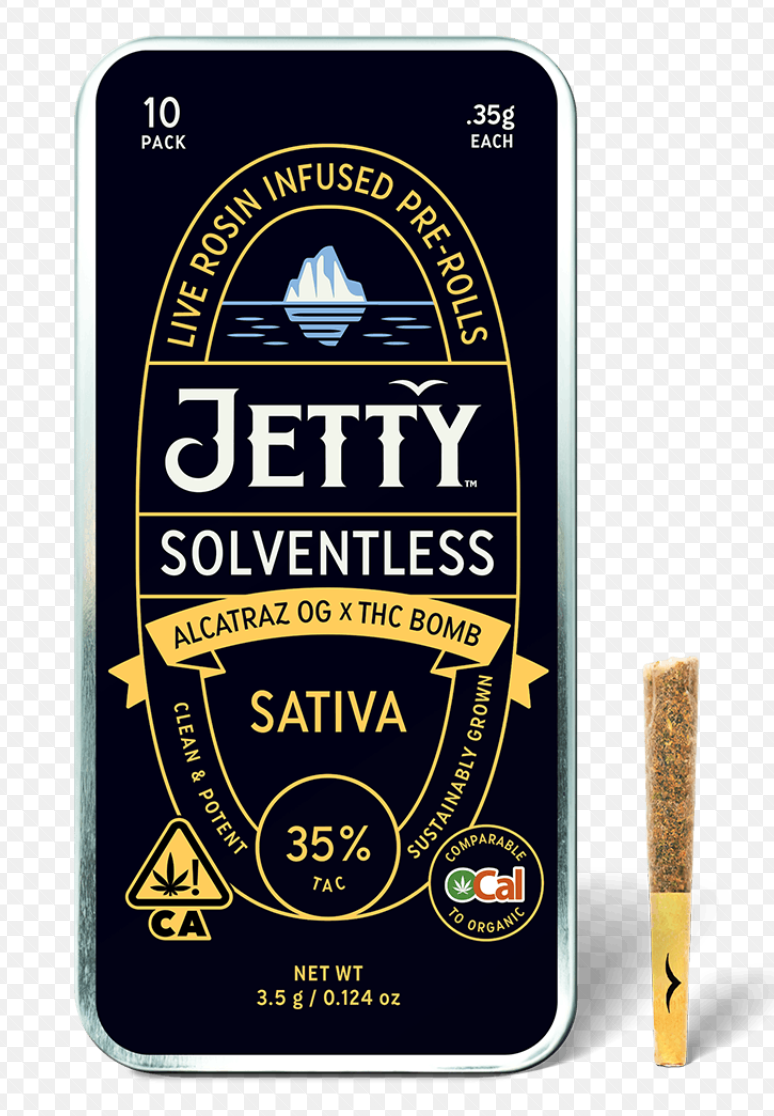 Photograph of product: ALCATRAZ OG X THC BOMB 3.5G 10 PACK LIVE ROSIN INFUSED PREROLLS