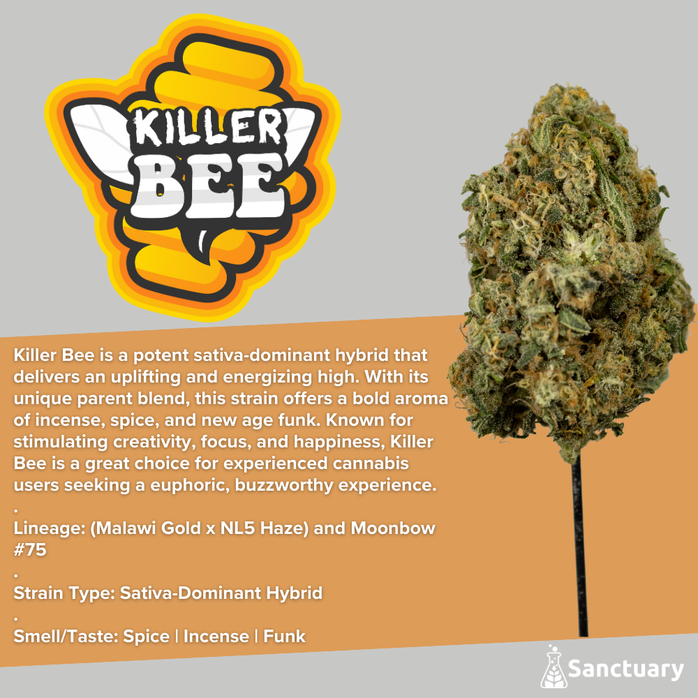 Photograph of product: Killer Bees | Flower | 28g | By Sanctuary Medicinals