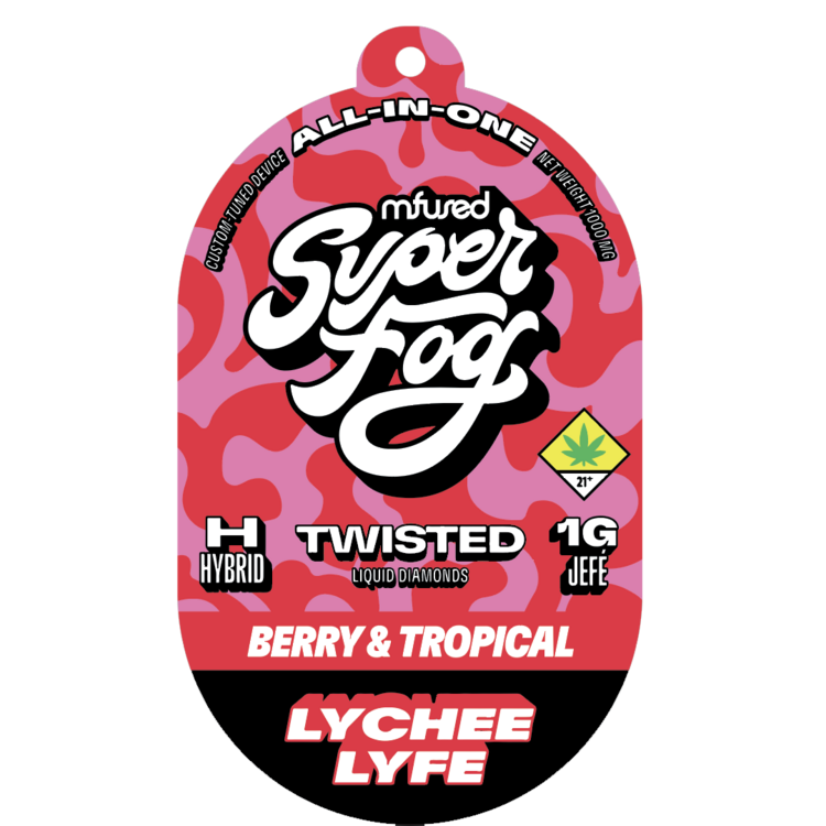 Photograph of product: Super Fog Twisted Jef Lychee Lyfe Disposable VAPE