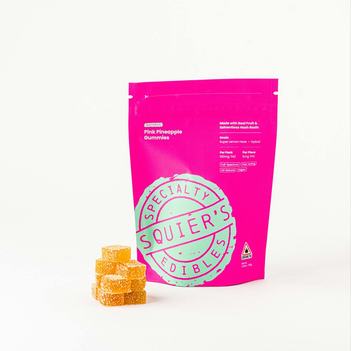 Photograph of product: Pink Pineapple au chocolat Rosin Gummies - 