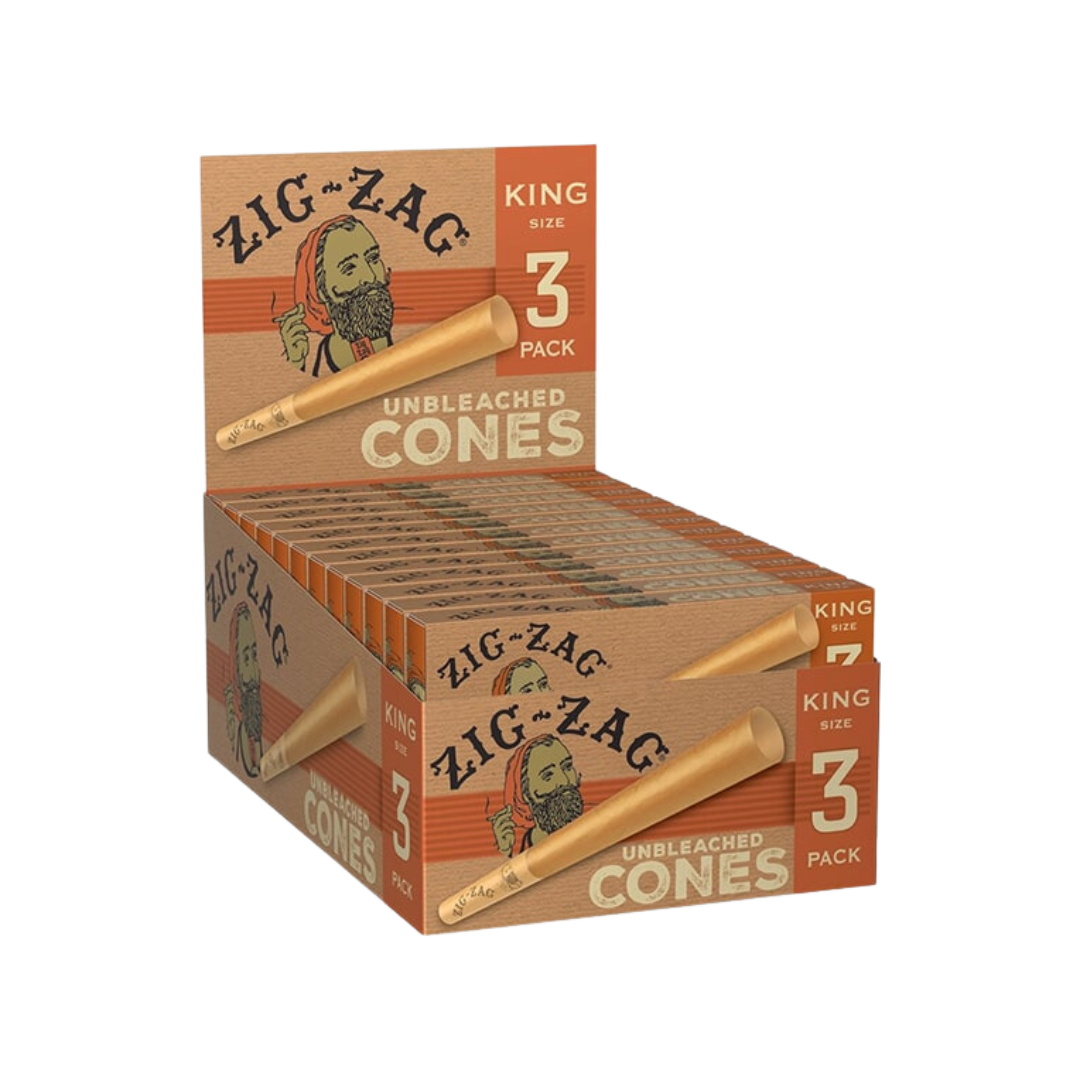 Photograph of product: Zig Zag King Size Cones Unbleached - 3pk