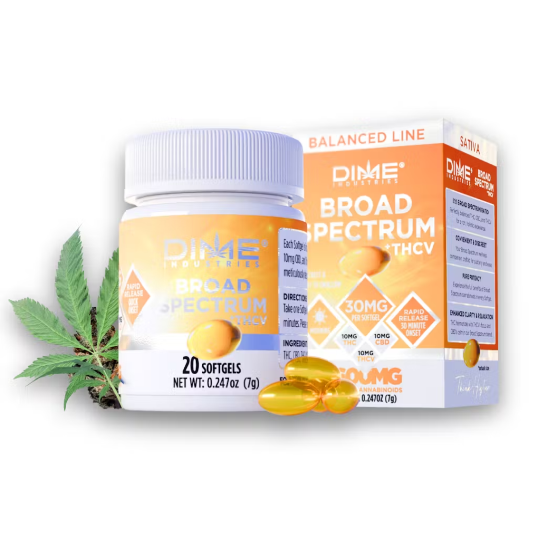 Photograph of product: Dime Industries - Morning Broad Spectrum 1:1:1 TH-ouiV Capsules 600mg
