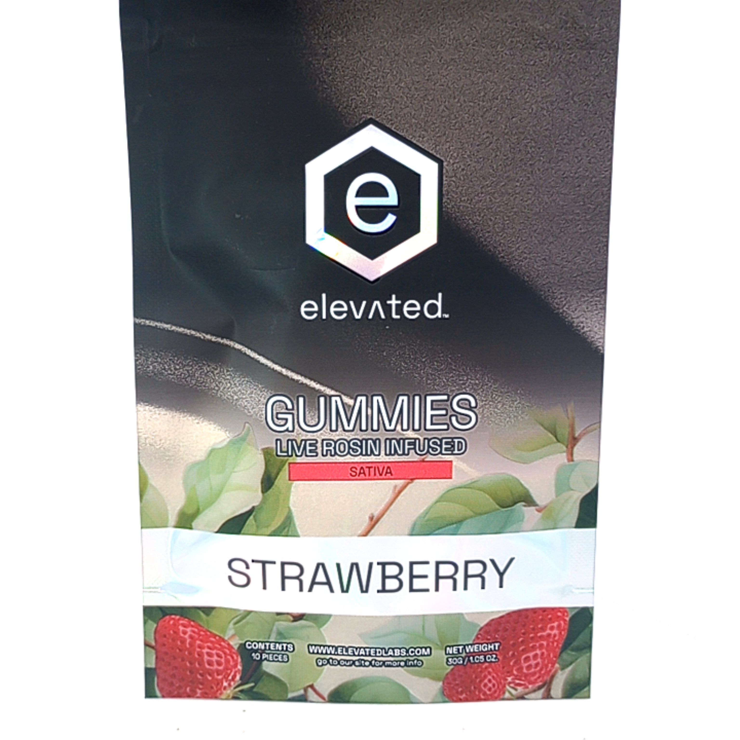 Photograph of product: Elevated - Gummies - 100mg - Live ROSIN - Oui'd - Strawberry