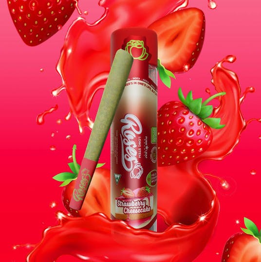 Photograph of product: Roses Single Infused PreRoll - Strawberry Shortcake Long Stem