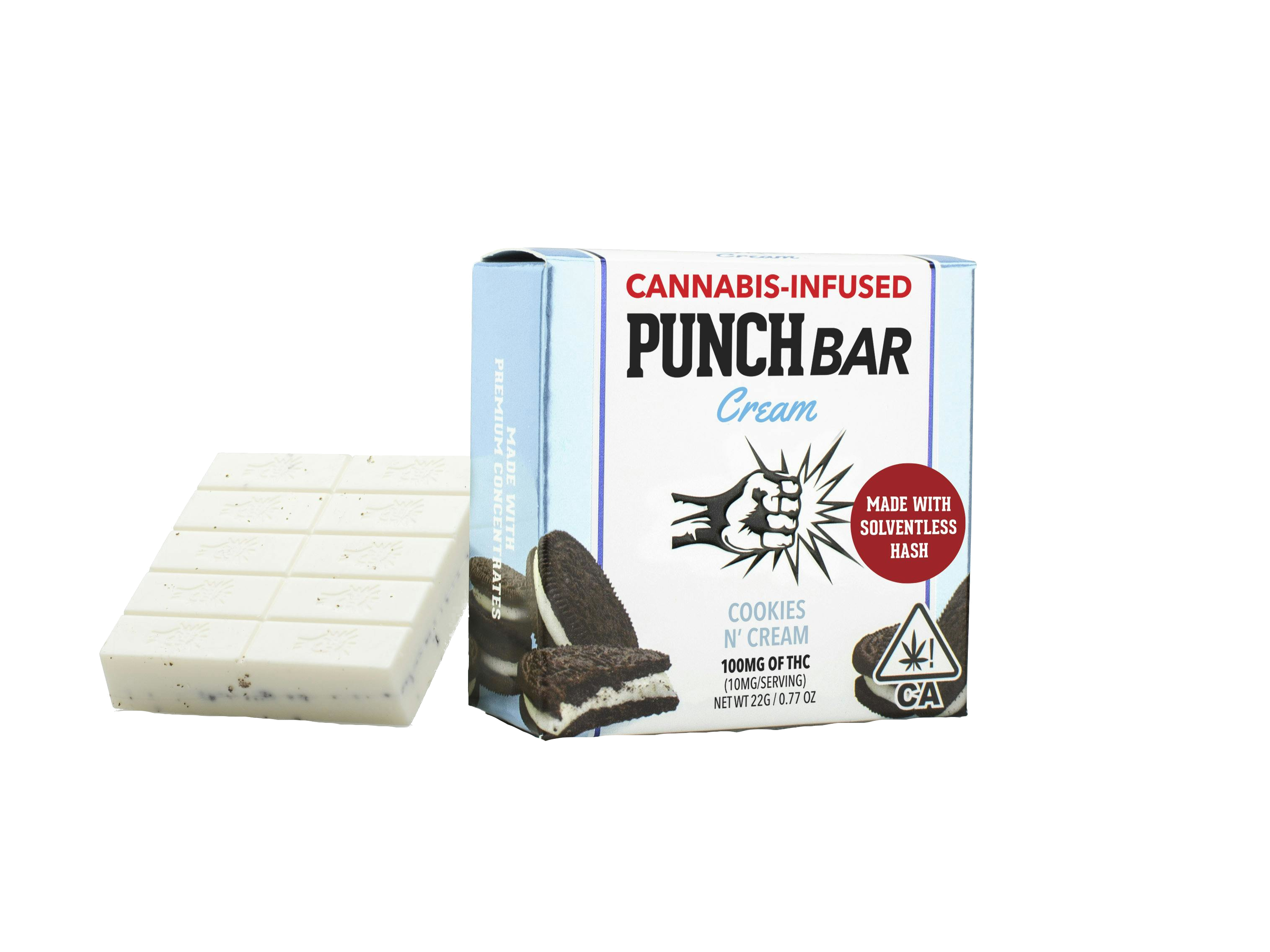 Photograph of product: Punch | Cookies n' Cream | Chocolate Bar | 100mg