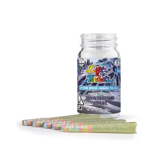 Photograph of product: Diamond Bar (5pk/ Live Resin Infused Prerolls [H]
