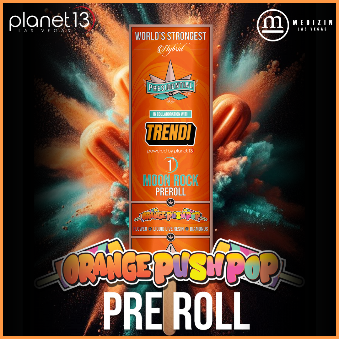 Photograph of product: Presidential Orange Push Pop 1g Moon Rock Infused Preroll