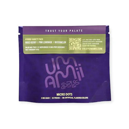 Photograph of Product: Umamii Microdots Hybrid Variety Pack Gummies 99mg