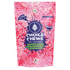 Photograph of product: Choice - 100mg Gummies - Super Sour Strawberry Lemonade (Oui'd)