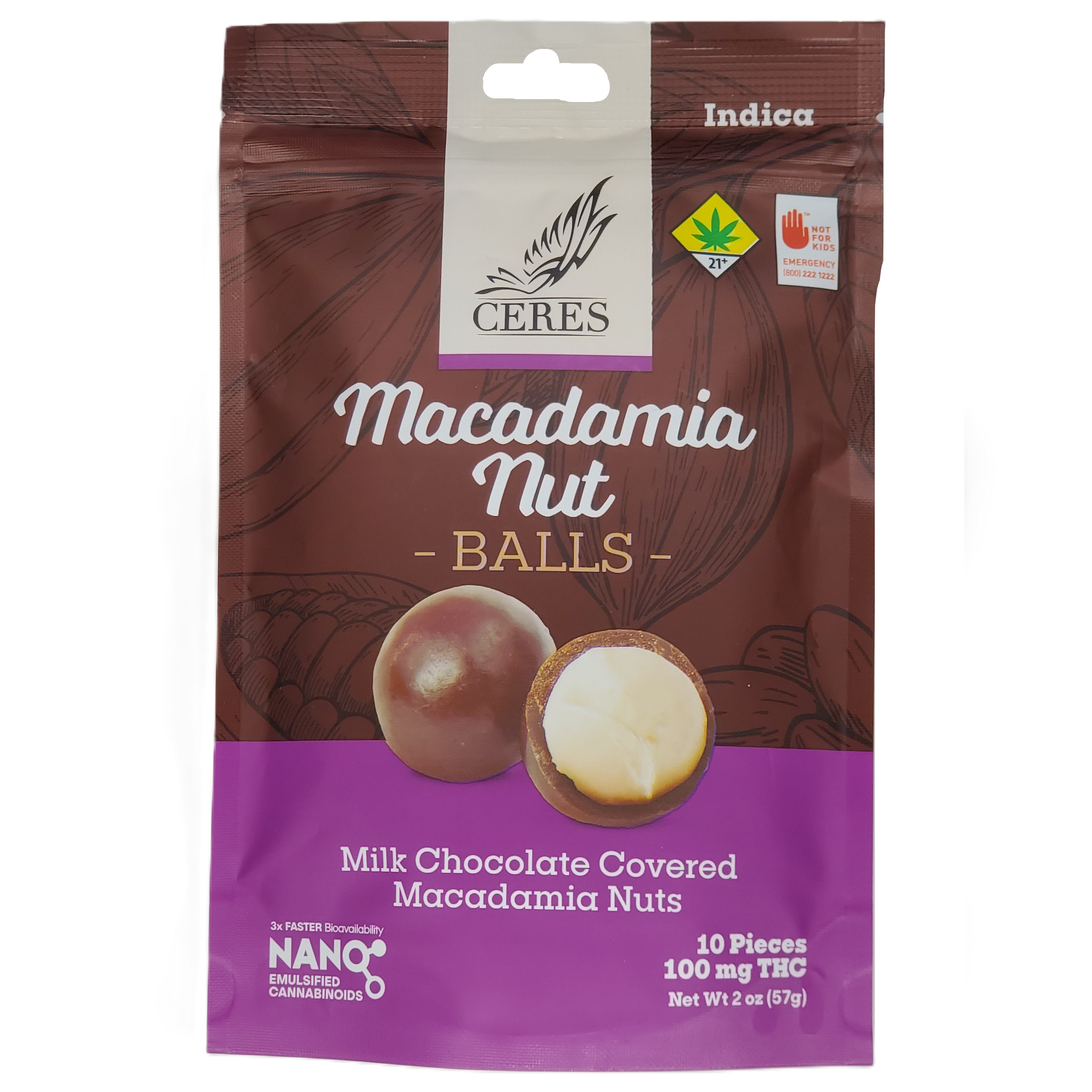 Photograph of product: Ceres ChocoBalls Oui'd Macadamia Nut 10pk 100mg