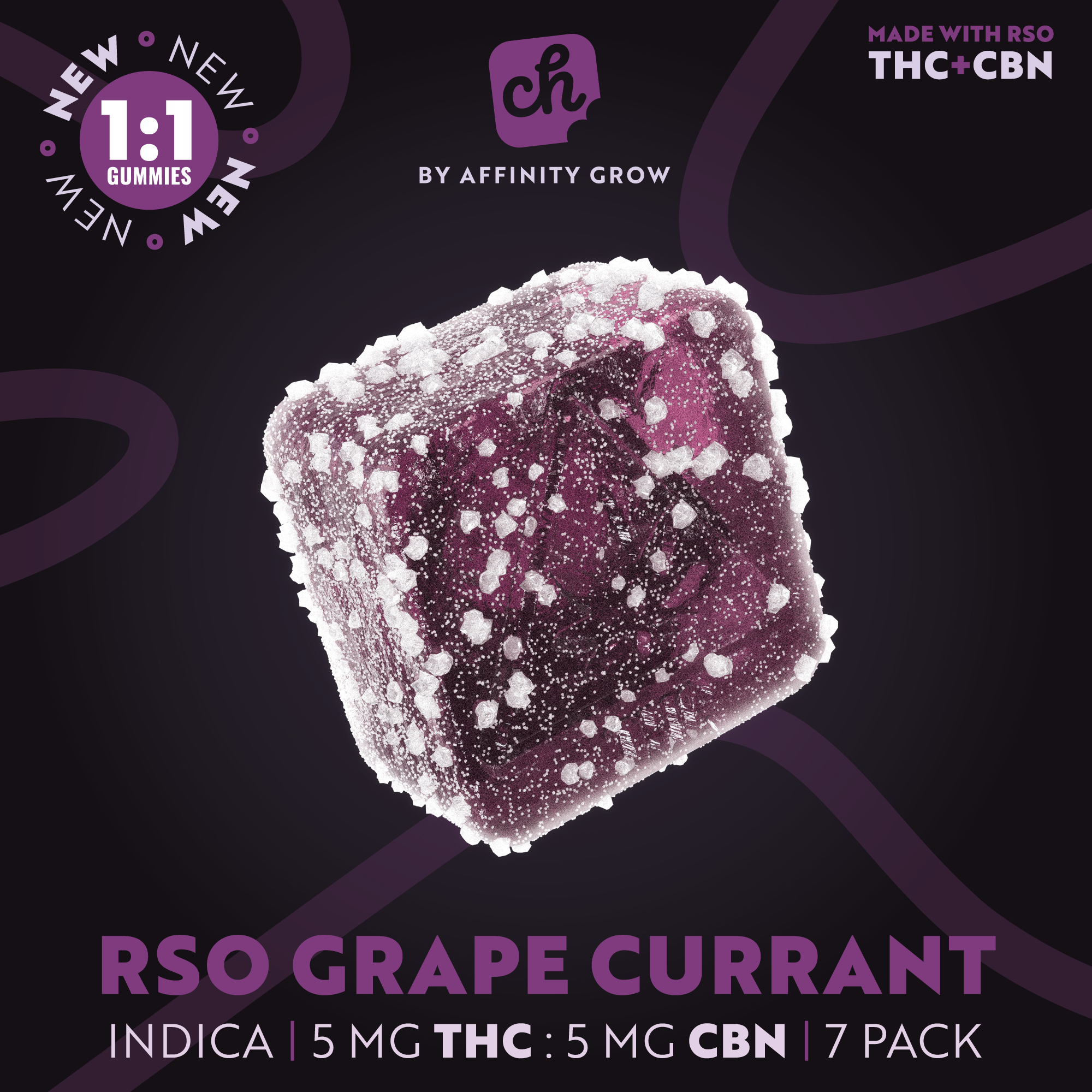 Photograph of product: Chew RSO Grape Currant 1:1 Gummies I 00622