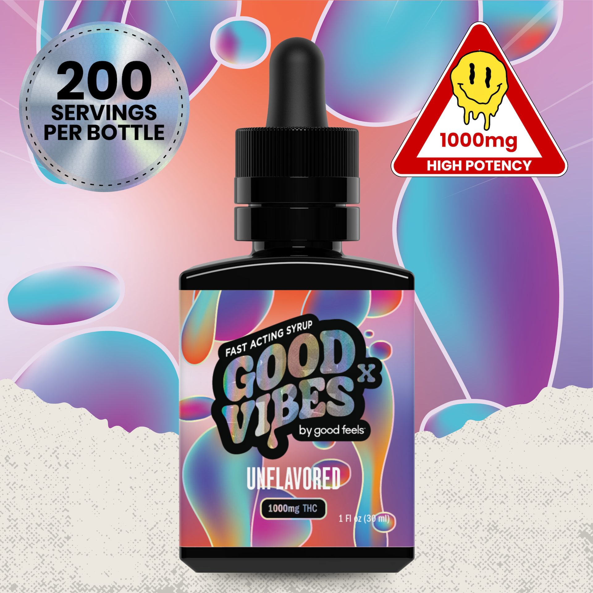 Photograph of product: Good Vibes X - Unflavored Syrup - Tincture - 1000mg