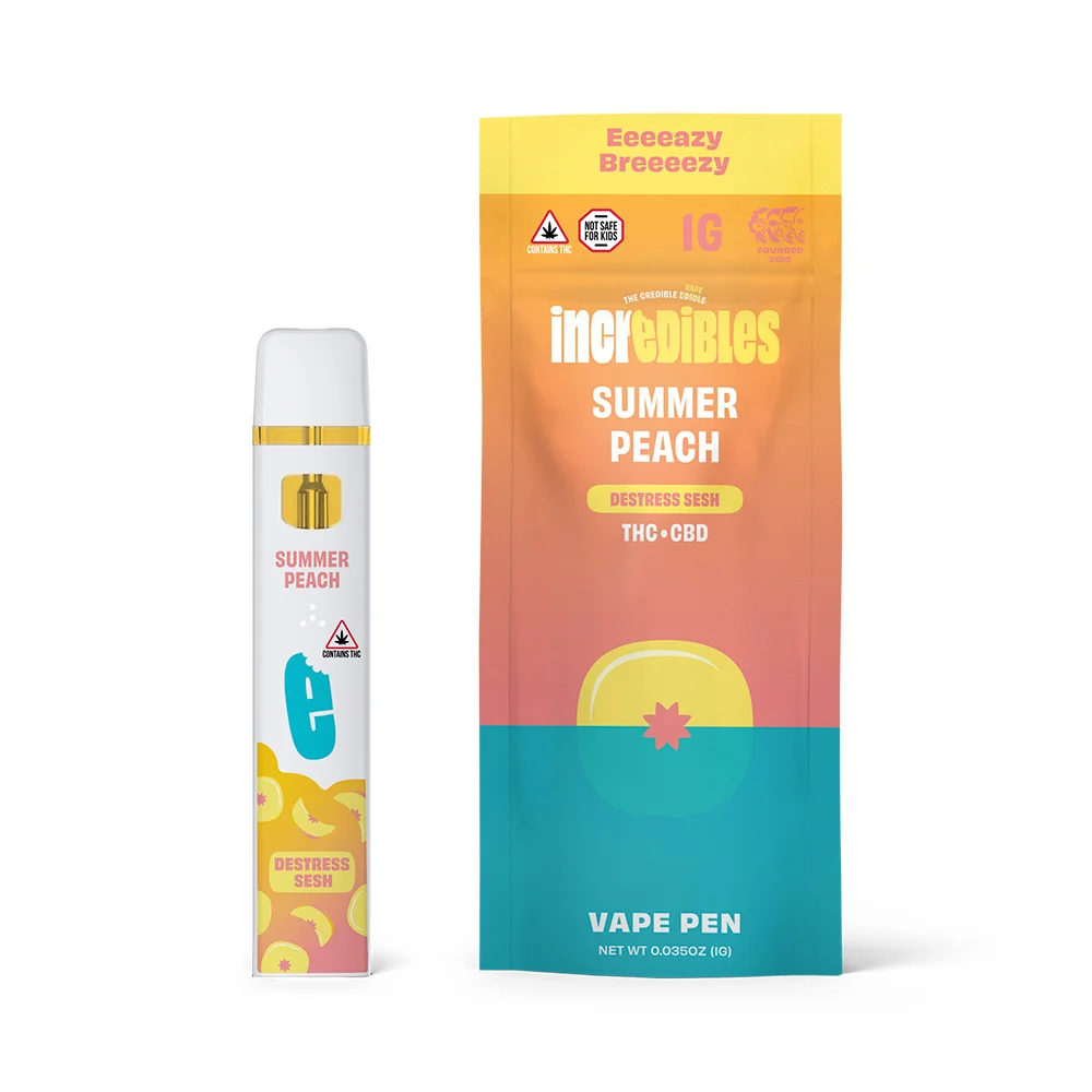 Photograph of product: Destress Summer Peach Disposable Vape Pen 1g