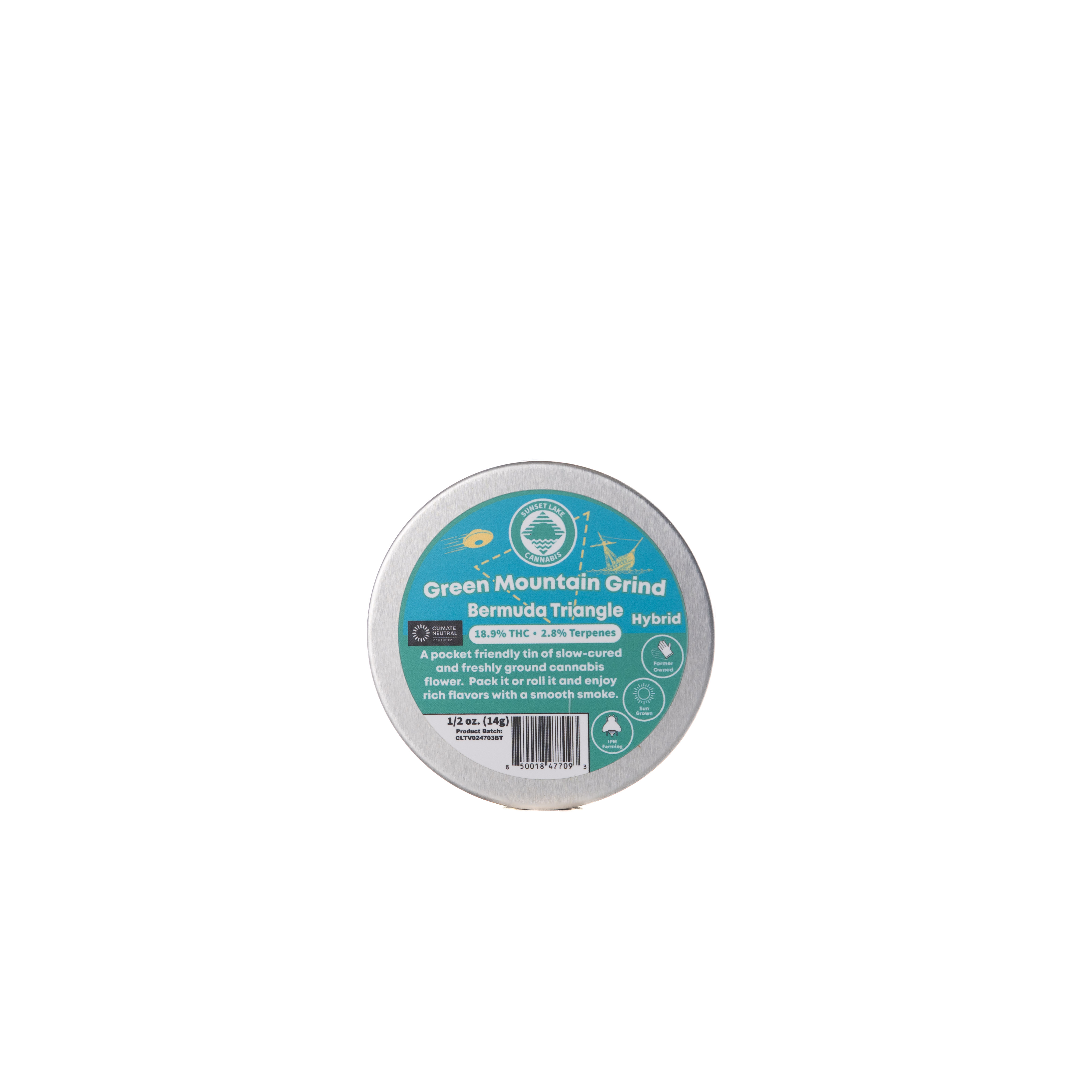 Photograph of product: Sunset Lake - Pre-Ground Flower - Bermuda Triangle 1/2 - 14g