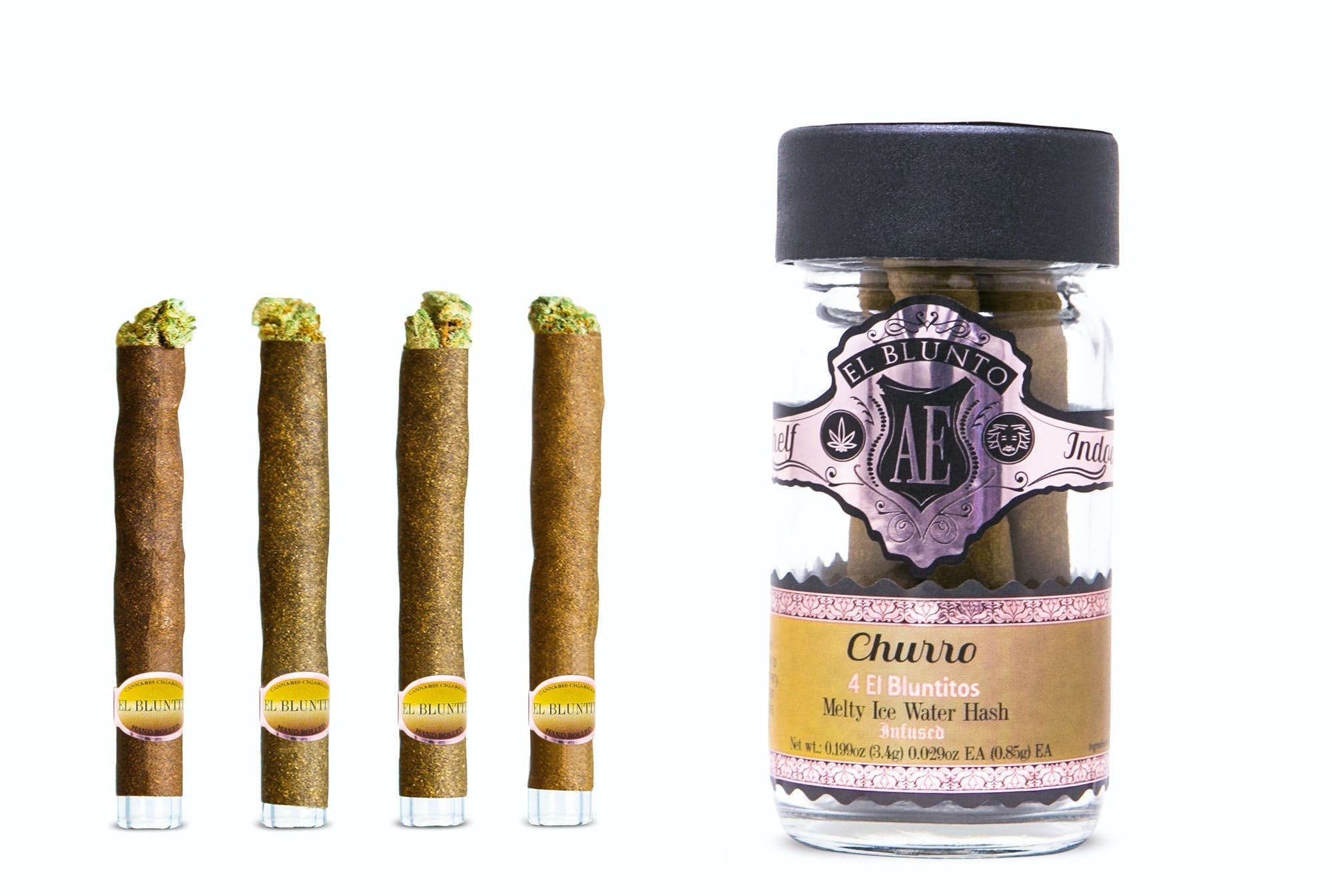Photograph of product: El Blunto 4-Pack Diamond Infused - Churro - 4 x .85G [Mini Blunt] - REC