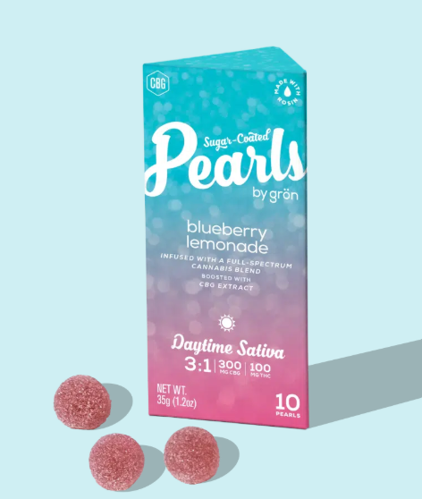 Photograph of product: E105 | Gron | Blueberry Lemonade Pearls | Daytime Oui'd | 100mg | 3:1 CBG:TH-oui