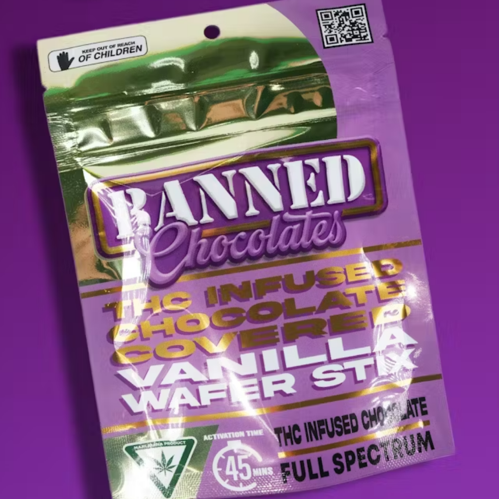 Photograph of product: Banned - Vanilla Chocolate Covered Wafers - 3Pk 200mg