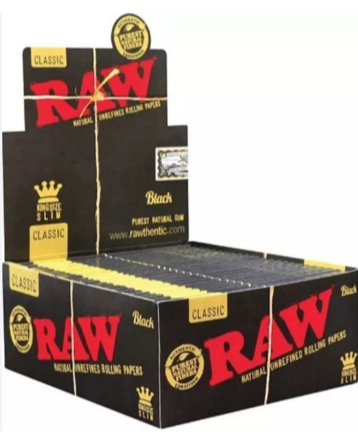 Photograph of product: King Size Black Rolling Papers | RAW