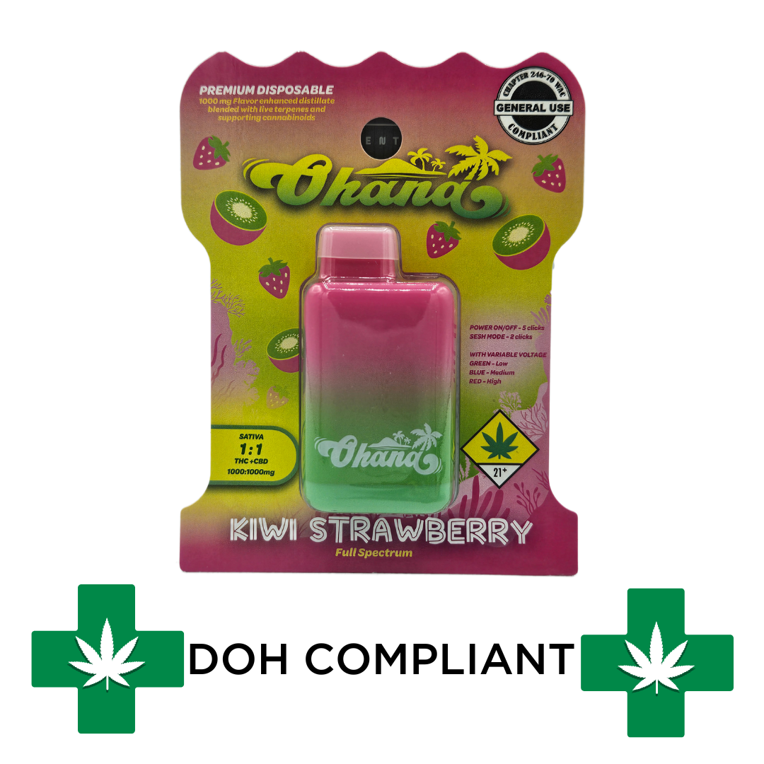 Photograph of product: DOH | Kiwi Strawberry 1:1 CBD Disposable Cartridge | 2g