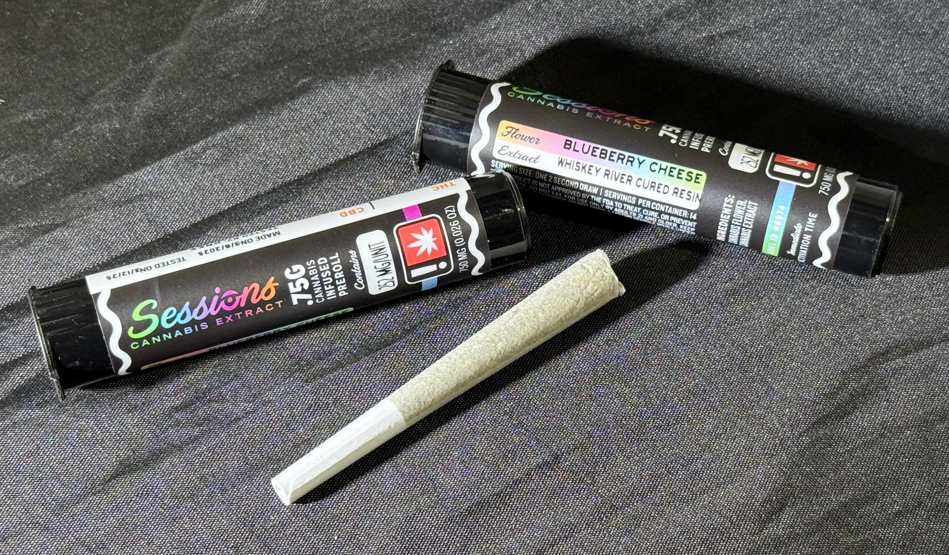 Photograph of product: Infused Preroll - TF - Sessions .75g Cured Resin - Blueberry Cheese X Whiskey River