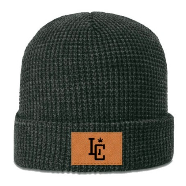 Photograph of product: Liberty Green Beanie with Leather Patch