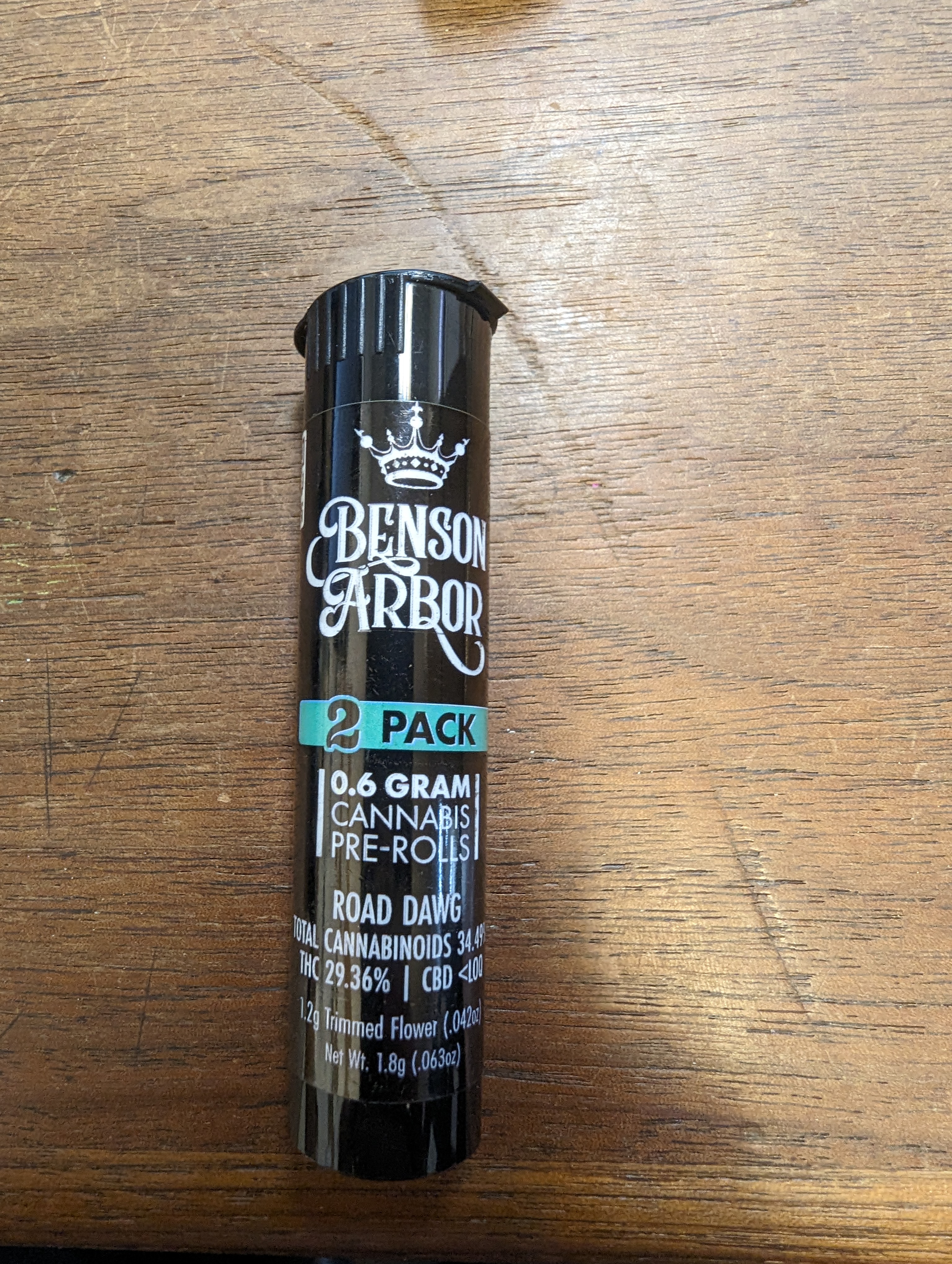 Photograph of product: Benson Arbor - Road Dawg - 2pk Preroll