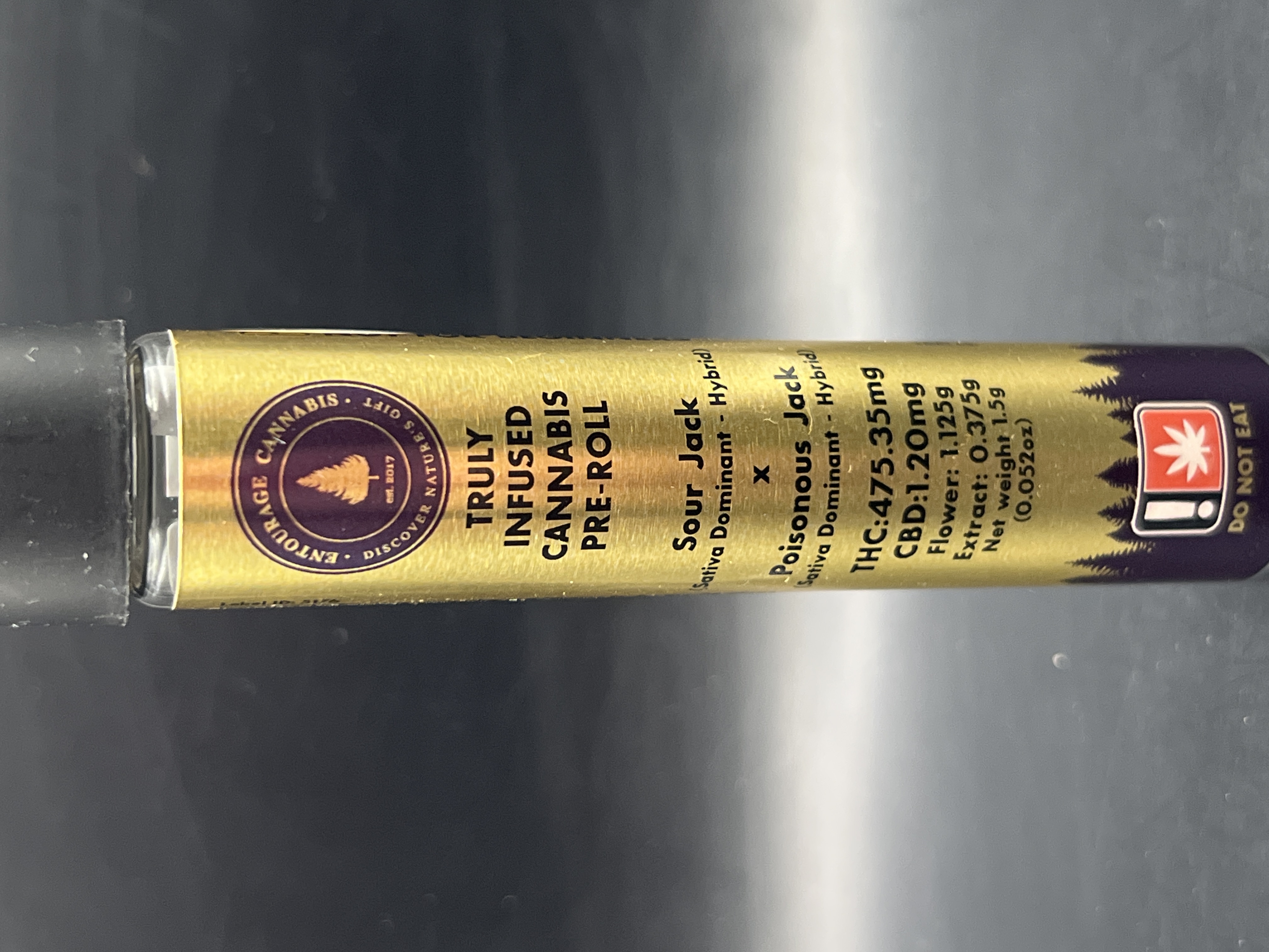 Photograph of product: Entourage Oui'd Sour Jack x Poisonous Jack Infused Pre-roll