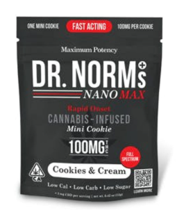 Photograph of product: DR. NORM'S NANO COOKIES N CREAM 100MG 10PK COOKIES