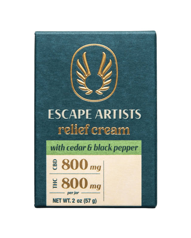 Photograph of product: Escape Artist - Cedar & Black Pepper 1:1 Relief Cream [800mg CBD:800mg TH-oui]