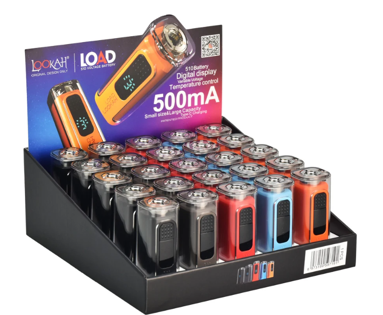 Photograph of product: Lookah Load 510 Variable Voltage Battery | 500mAh | Assorted Colors | 25ct Display | A1489