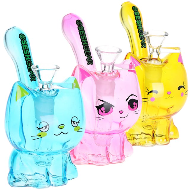 Photograph of product: Kitty Cat Glass Water Pipe (5.5") - Kitty Cat Water Pipe
