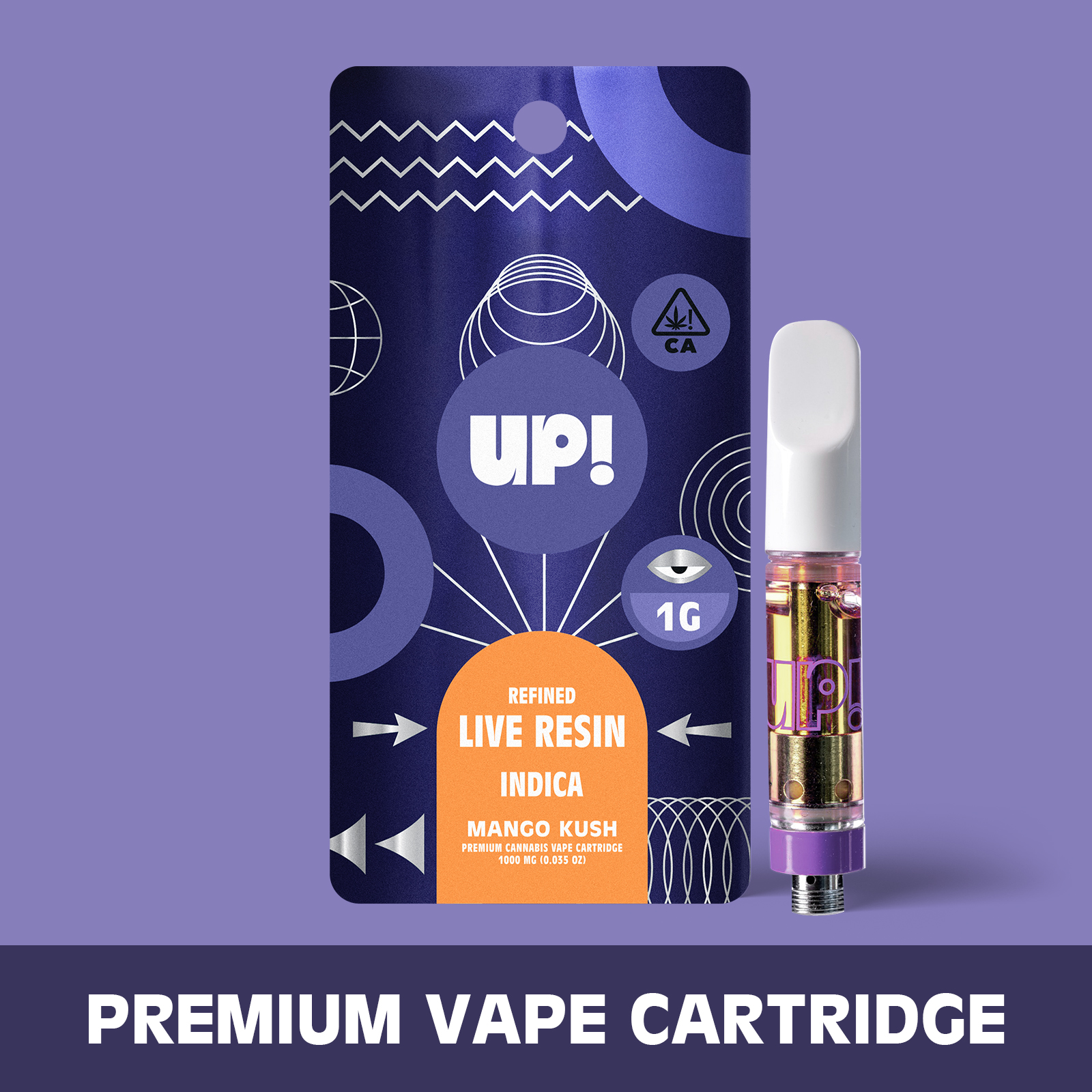 Photograph of product: UP! - Mango Kush (Oui'd) Live Resin Cartridge