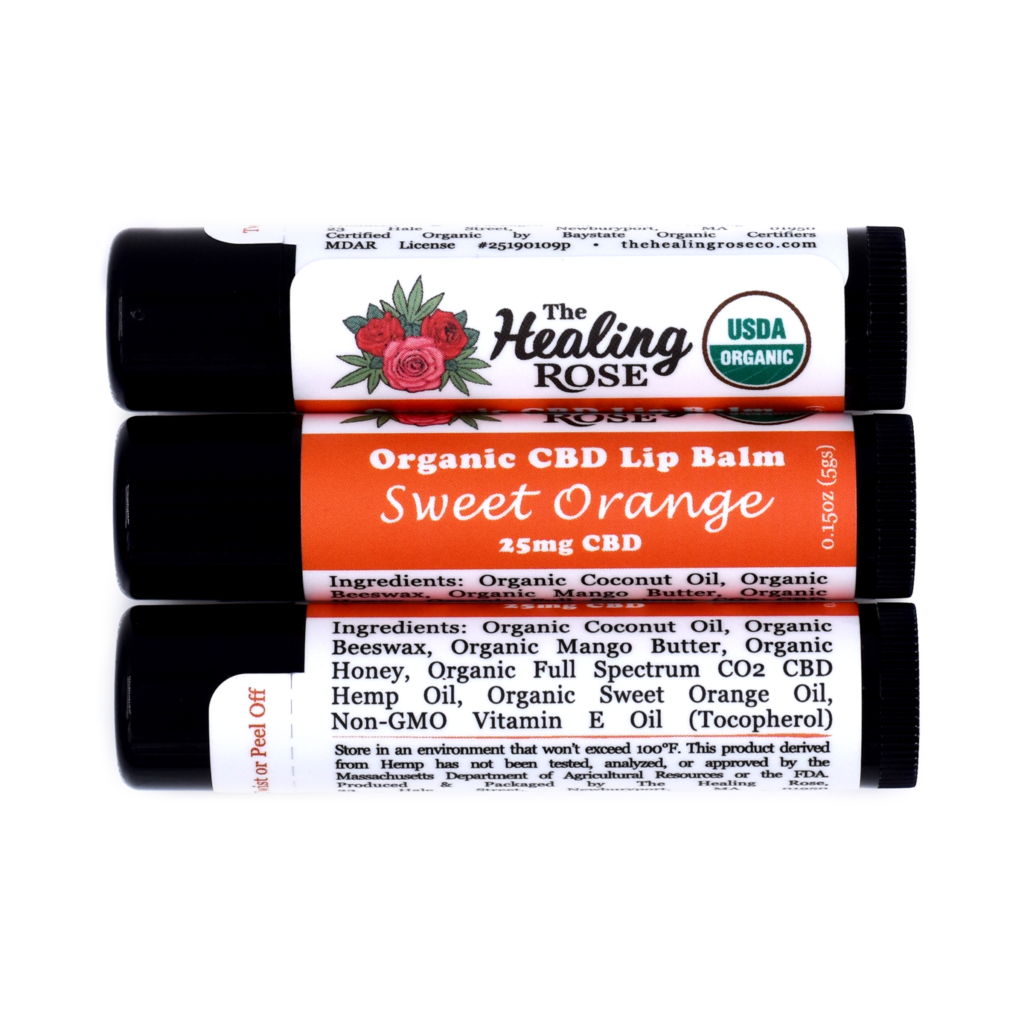 Photograph of product: Healing Rose | Lip Balm | Sweet Orange | 25mg CBD